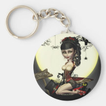 Gothic Steampunk Lolita Art Round Keychain