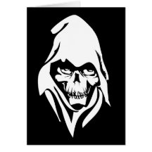 Gothic White Reaper face on black background Card