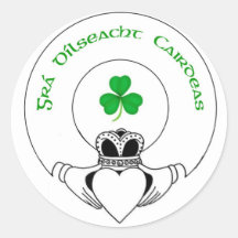 gra, dilseacht, cairdeas claddah round stickers
