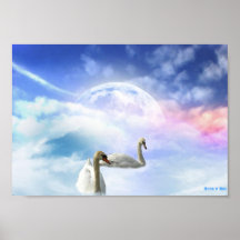 Grace in Space - Swans Swimming Posters