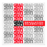 Grad Class Of 2011 Party Invitation Red 02B