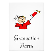 Graduate Boy Cute Red Invitation