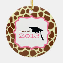 Graduation Class Of 2013 Giraffe Print & Pink Ornaments