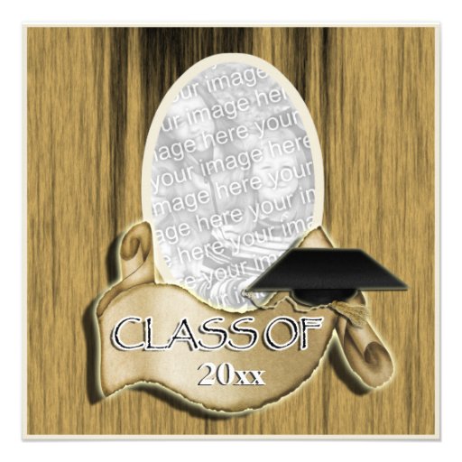 Graduation class of 20xx photo elegant wood personalized announcements