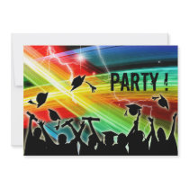 Graduation Crowd Throwing Caps Cosmic Lightning Personalised Invite