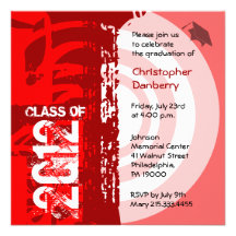 Graduation Invitation MX230 Red Funky