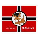 Graduation Invitation Postcard Puppy Red 1
