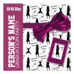 Graduation party elegant womens pink personalized invites
