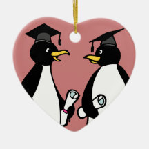 Graduation Penguins Cartoon Christmas Ornament