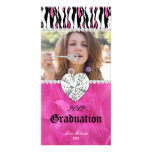 Graduation Zebra Tiger Diamond Jewel Sweet 16 Personalised Photo Card