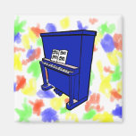 grand blue upright piano with music.png refrigerator magnets