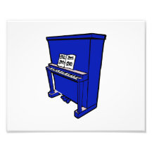 grand blue upright piano with music.png photo print