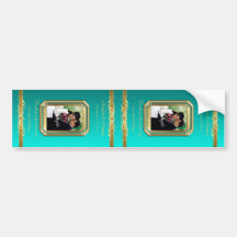 Grand Duchess Gold Scroll Large Teal Wine Label Bumper Sticker