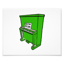 grand green upright piano with music.png photo print