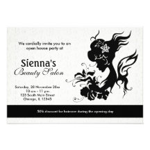 Grand Opening Beauty Salon (Black) Personalised Invitation