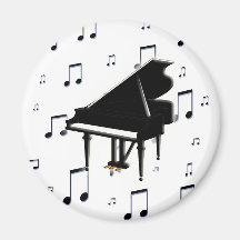 Grand Piano and Music Notes Magnets