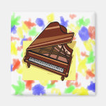 Grand Piano Brown Bird's Eye View Yellow Back Magnets