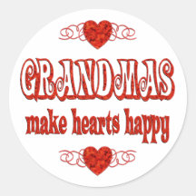 Grandma Hearts Round Stickers