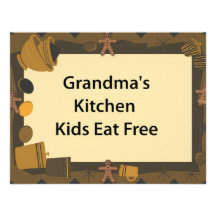 Grandma's Kitchen Kids Eat Free Personalized Invite