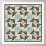 Grandmother's Puzzle in Blue & Cream Posters