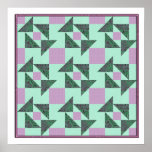 Grandmother's Puzzle in Green and Lavender Posters