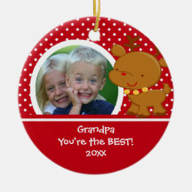 Grandpa Photo Reindeer Christmas Ornament