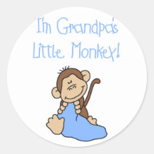 Grandpa's Little Monkey - Blue Tshirts and Gifts Round Stickers