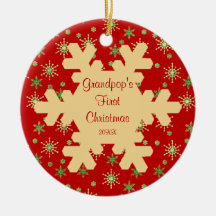 Grandpop's First Christmas Red Snowflake Ornament