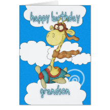 Grandson Aeroplane / Aeroplane Giraffe Birthday Ca Cards