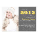 Gray and Yellow Photo Graduation Invitation invitations