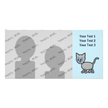 Gray Cat with Blue Eyes. Photo Card Template