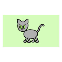 Gray Cat with Green Eyes. Business Card Templates