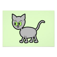 Gray Cat with Green Eyes. Invitations