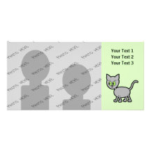 Gray Cat with Green Eyes. Photo Greeting Card