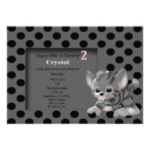 Gray Stripe Kitten 2nd Birthday Invitation