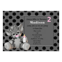 Gray Stripe Kitten 2nd Birthday Invitation