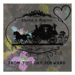 Gray With Flowers Wedding Invitation