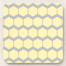 Gray Zigzags, Yellow Hexagons Pattern. Coasters