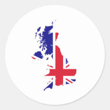 Great Britain Map Flag Round Sticker