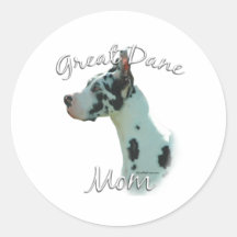 Great Dane (harlequin) Mum 2 Round Stickers