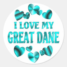 GREAT DANE Love Round Sticker