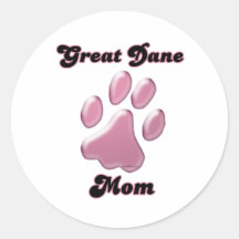 Great Dane Mum Pink Pawprint  - Sticker