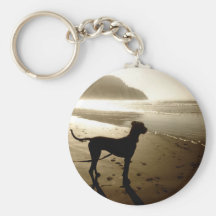 Great Dane Puppy Sunset Keychains
