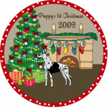 Great Dane Puppy's First Christmas Ornament 2009 Acrylic Cut Out