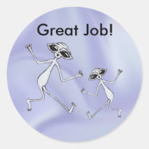 Great Job Jumping Aliens Round Stickers