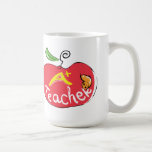 great teacher apple with worm mug