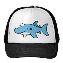 GREAT WHITE BLUE SHARK CARTOON SNEAKY FUNNY SURF S MESH HATS