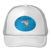 Great white shark blue sunburst pattern trucker hats