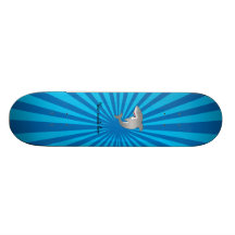 Great white shark blue sunburst pattern skate board