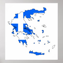 Greece Flag Map full size Print